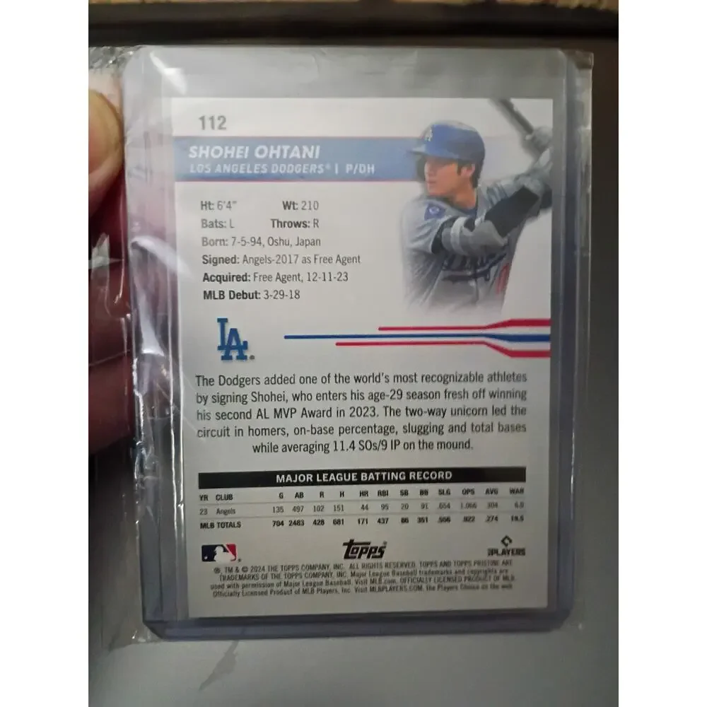 Shohei Ohtani #112 Topps Pristine 2024 GREEN REFRACTOR Chrome SP 75/150 - Picture 8 of 10